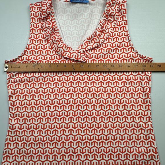 J Mclaughlin Top Womens Large Orange Durham Catalina Cloth Sleeveless Preppy - Picture 9 of 12